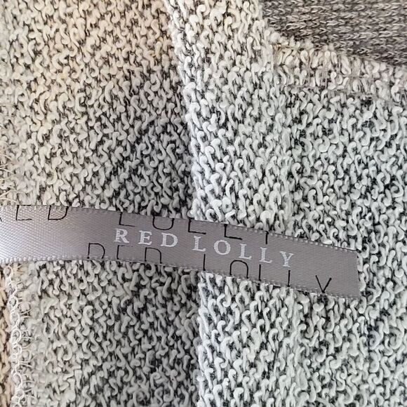 Red Lolly Tunic Sweater Medium Gray Flecked Cotton Blend USA Made High Low Hem - Picture 13 of 13